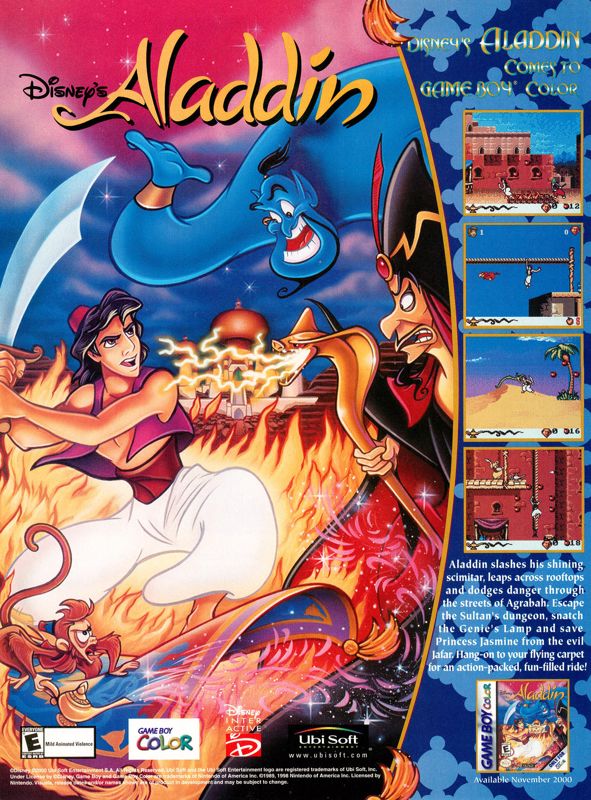 Disney's Aladdin Magazine Advertisement (Magazine Advertisements): Nintendo Power #139 (December 2000), page 71