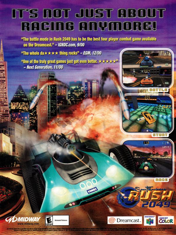 San Francisco Rush 2049 Magazine Advertisement (Magazine Advertisements): Nintendo Power #139 (December 2000), page 149