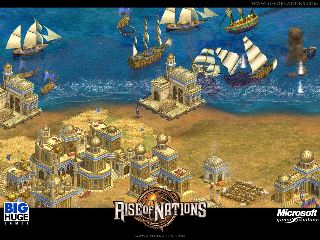 Rise of Nations Screenshot (Microsoft website, 2003): The Turkish Navy sails out to face the onslaught Turkish Combat Gallery