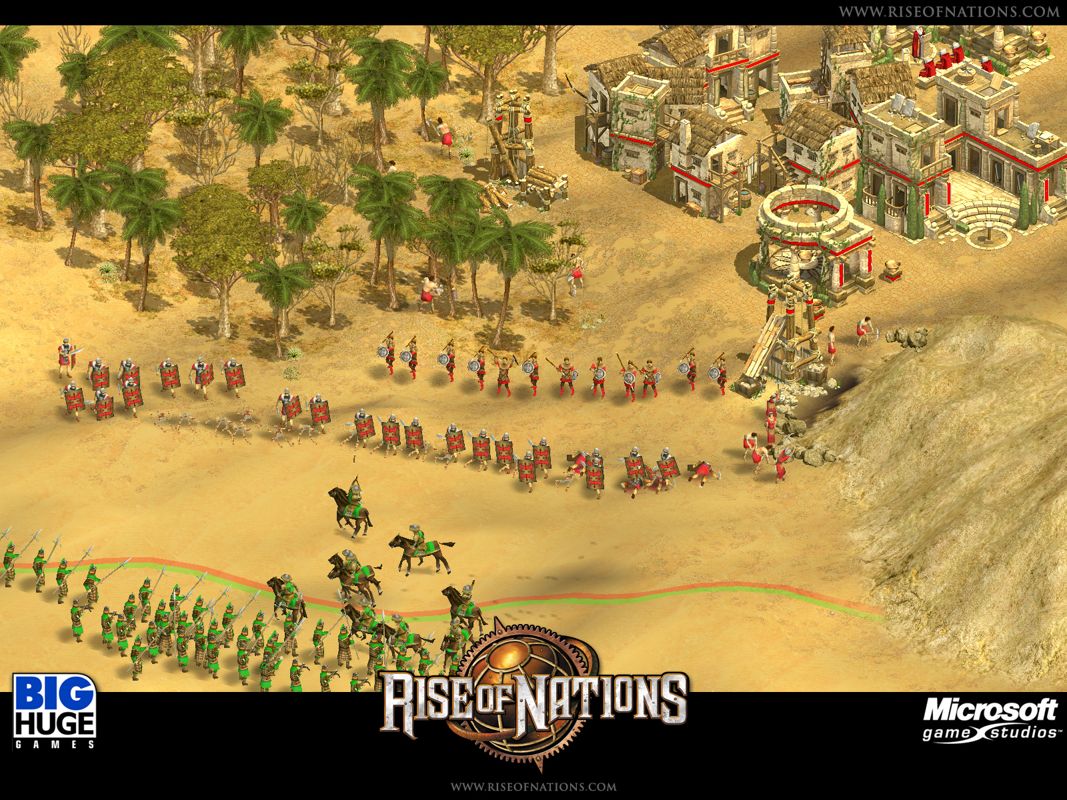 Rise of Nations Screenshot (Microsoft website, 2003): A well-balanced Mongolian mount and foot army prepares for life in Rome Mongol Combat Gallery