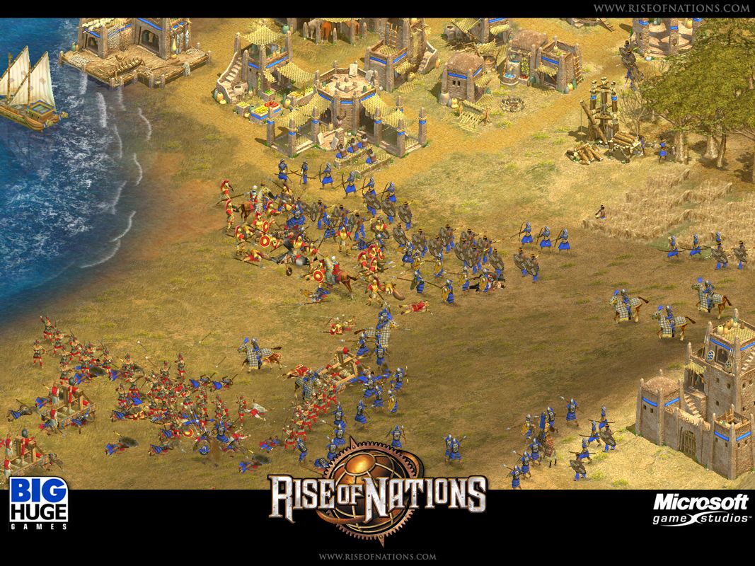 Rise of Nations Screenshot (Microsoft website, 2003): Speed kills. The Bantu Barracks units, in pursuit of the British Cavalry. Bantu Combat Gallery