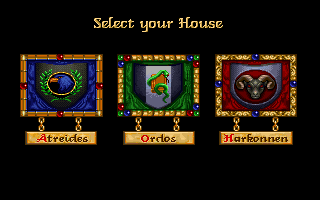 Dune II: The Building of a Dynasty Screenshot (Westwood Studios website, 1997): Ally yourself with one of the great houses. Each has different resources and tactics to draw upon.