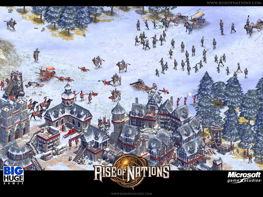 Rise of Nations Screenshot (Microsoft website, 2003): The British entrench deep in the mountains against a Bantu invasion force British Combat Gallery