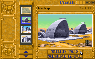 Dune II: The Building of a Dynasty Screenshot (Westwood Studios website, 1997): You'll have to determine when to build and fortify, and when to attack.