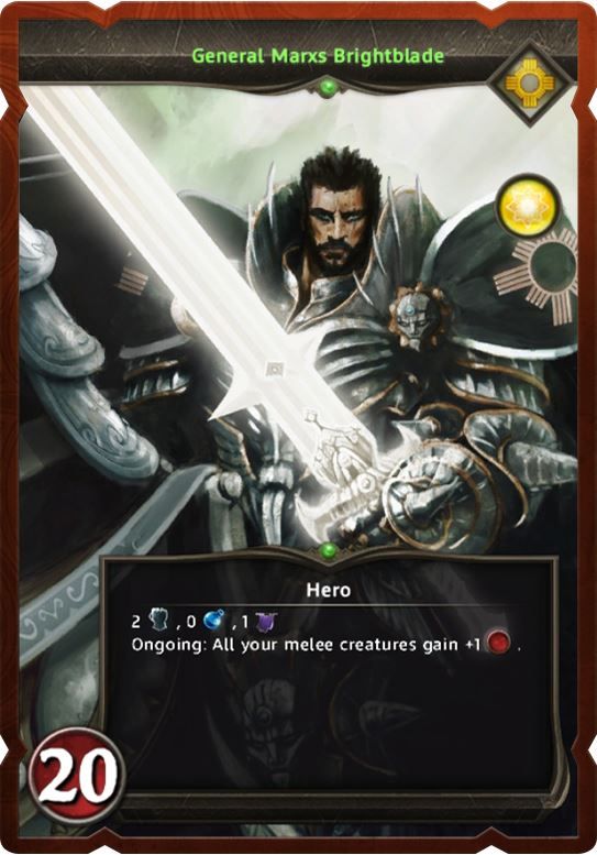 Might & Magic: Duel of Champions Other (Cards): Haven: General Marxs Brightblade (Hero) downloaded from the official facebook page, in Timeline Photos