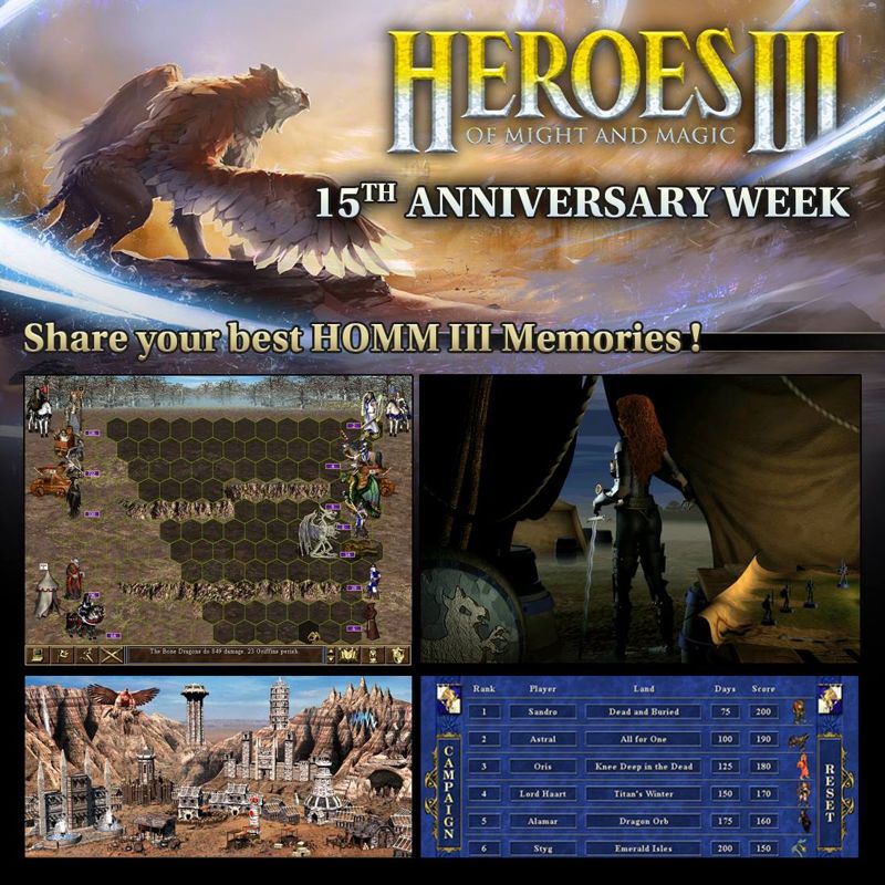 Heroes of Might & Magic III: HD Edition Other (Celebration of the 15th Anniversary of the original.): Share your best HOMM III Memories! downloaded from the official facebook page, in Timeline Photos