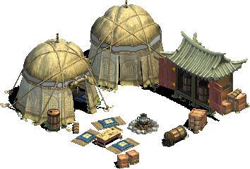Rise of Nations Render (Microsoft website, 2003): The Barracks. A great consumer of Food and other Resources. Also the producer of Hwarangs, Scouts, and Heavy and Light Infantry