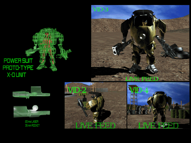 Command & Conquer Screenshot (Westwood Studios website, 1997): Testing of the new Powersuit by GDI forces.