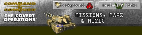 Command & Conquer: The Covert Operations Other (Westwood Studios website, 1997): Page header with Mammoth Tank render