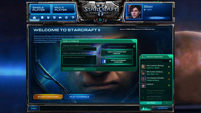 StarCraft II: Wings of Liberty Screenshot (Battle.net > screenshots (Battle.net)): battlenet interface