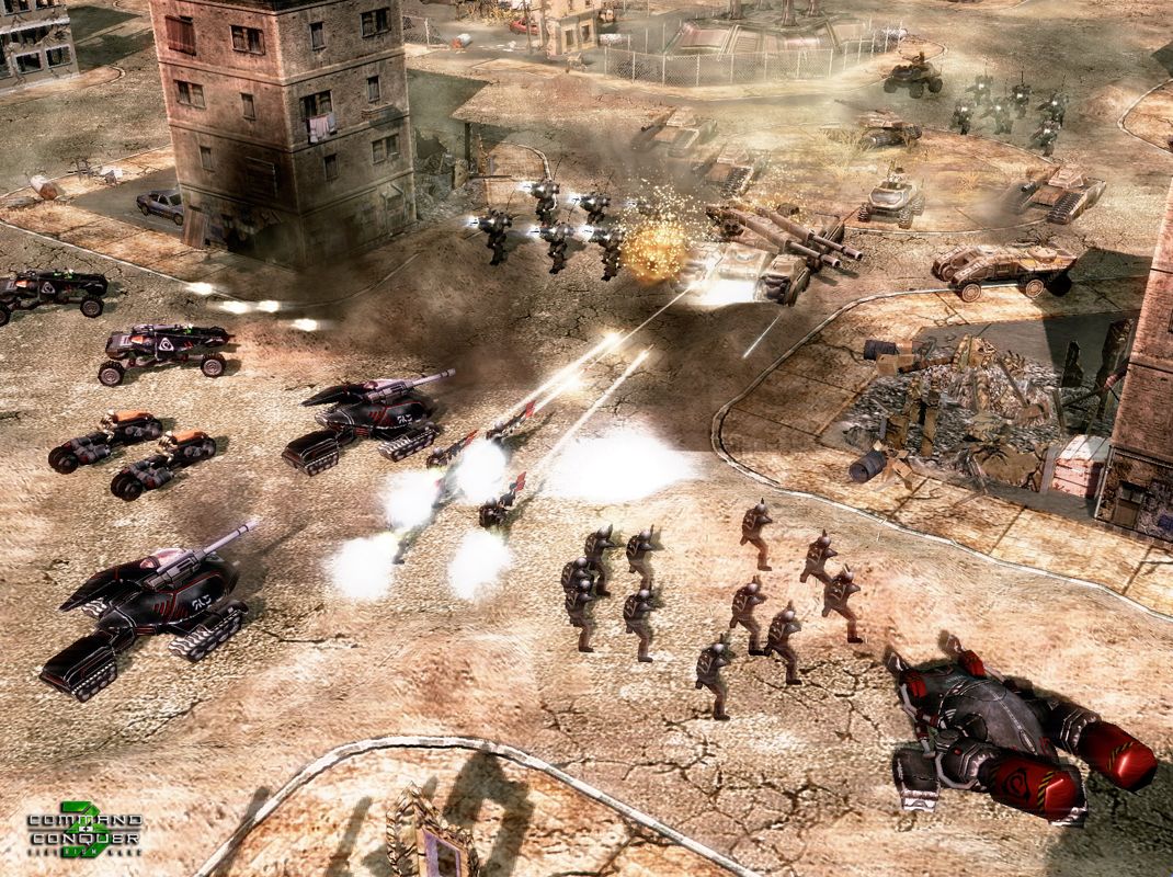 Command & Conquer 3: Tiberium Wars Screenshot (Electronic Arts UK Press Extranet, 2006-08-24): Nod vs. GDI action