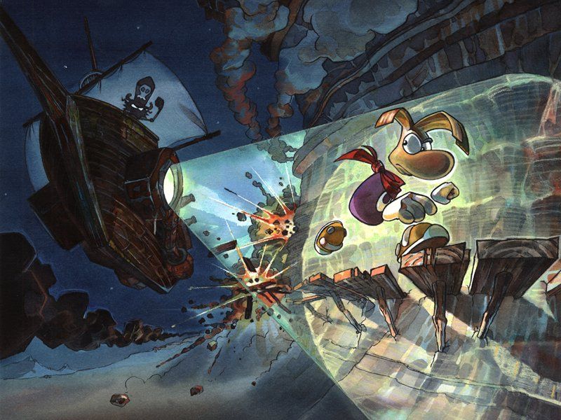 Rayman 2: The Great Escape Concept Art (Official Press Kit - Screenshots & Various Artwork (PC)): Rayman Escaping