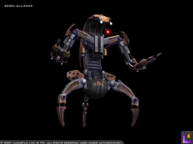 Star Wars: Galactic Battlegrounds Render (Official website units): Destroyer Droid & Heavy Destroyer Droid Exclusively manufactured for the Trade Federation, the droideka-also known as the destroyer droid-has an innovative design that lets it travel fairly quickly (by curling up and rolling) over all terrain. It may willingly unfurl and mount a powerful assault. They are even better than Strike Mechs against enemy infantry. Heavy Destroyer Droids gain personal shielding.