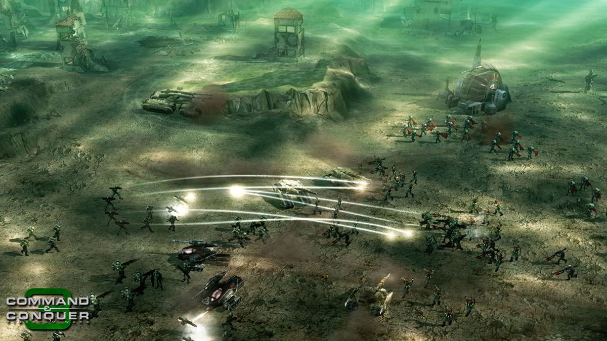 Command & Conquer 3: Tiberium Wars Screenshot (Electronic Arts UK Press Extranet, 2007-01-11 (Xbox 360 screenshots)): GDI [vs.] Nod - red zone 3