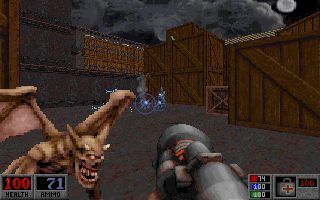 Blood: Plasma Pak Screenshot (Official website, 1997): A Flesh Gargoyle gets in the way of the shots from a Zealot