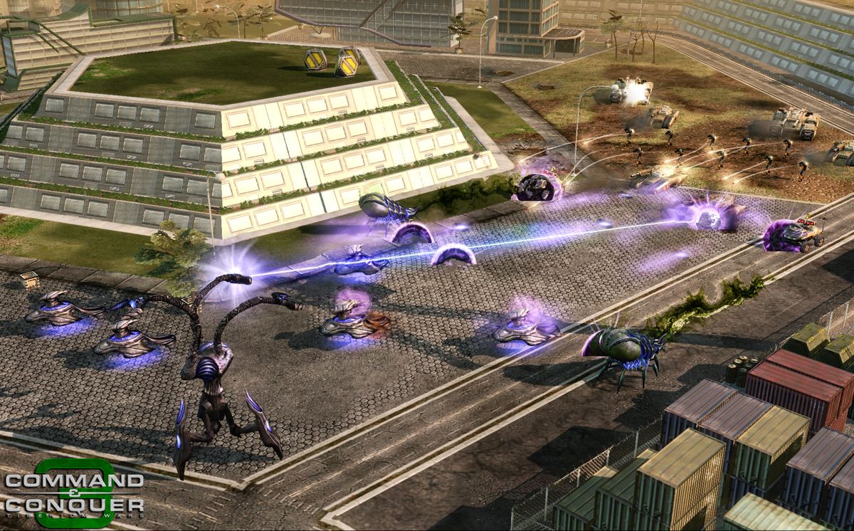 Command & Conquer 3: Tiberium Wars Screenshot (Electronic Arts UK Press Extranet, 2007-03-20): Australia - Scrin Tripods vs. GDI Xbox 360 screenshot