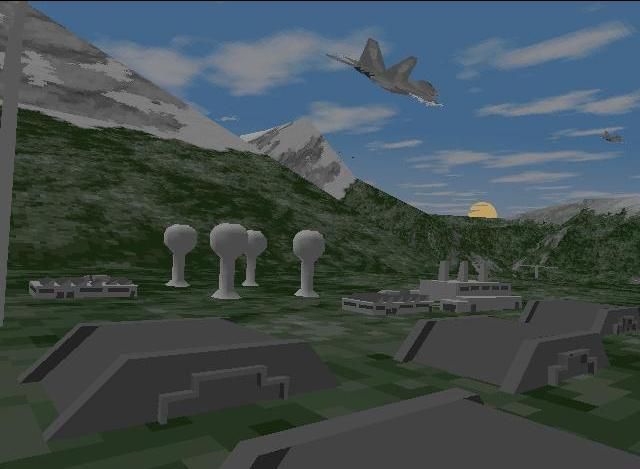 JetFighter III Screenshot (Interplay Productions website, 1996): Detailed Scenery/Dynamic Weather Screenshot on the main page