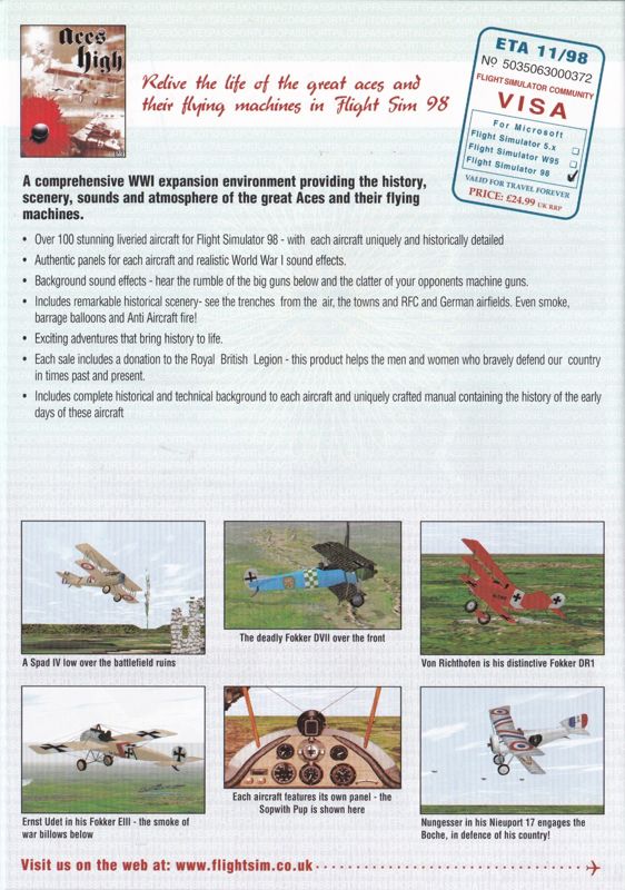 Aces High Catalogue (Catalogue Advertisements): From a product catalogue that was issued with the big box UK release of Airliner 98: Airline Pilot (1998)