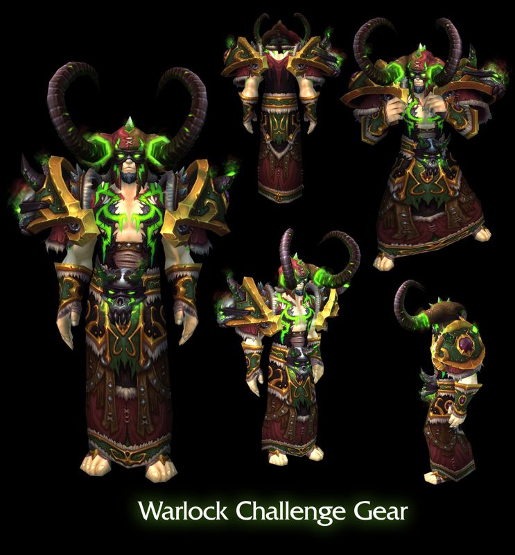 World of WarCraft: Mists of Pandaria Render (Blizzard Press Center website > Mists of Pandaria Press Kit (Renderizations + Logo)): Warlock Challenge Mode Armor in: Challenge Mode Armor