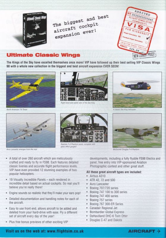 VIP Ultimate Classic Wings: The Collection Catalogue (Catalogue Advertisements): From a catalogue that was supplied with VIP Classic Airliners (1999)