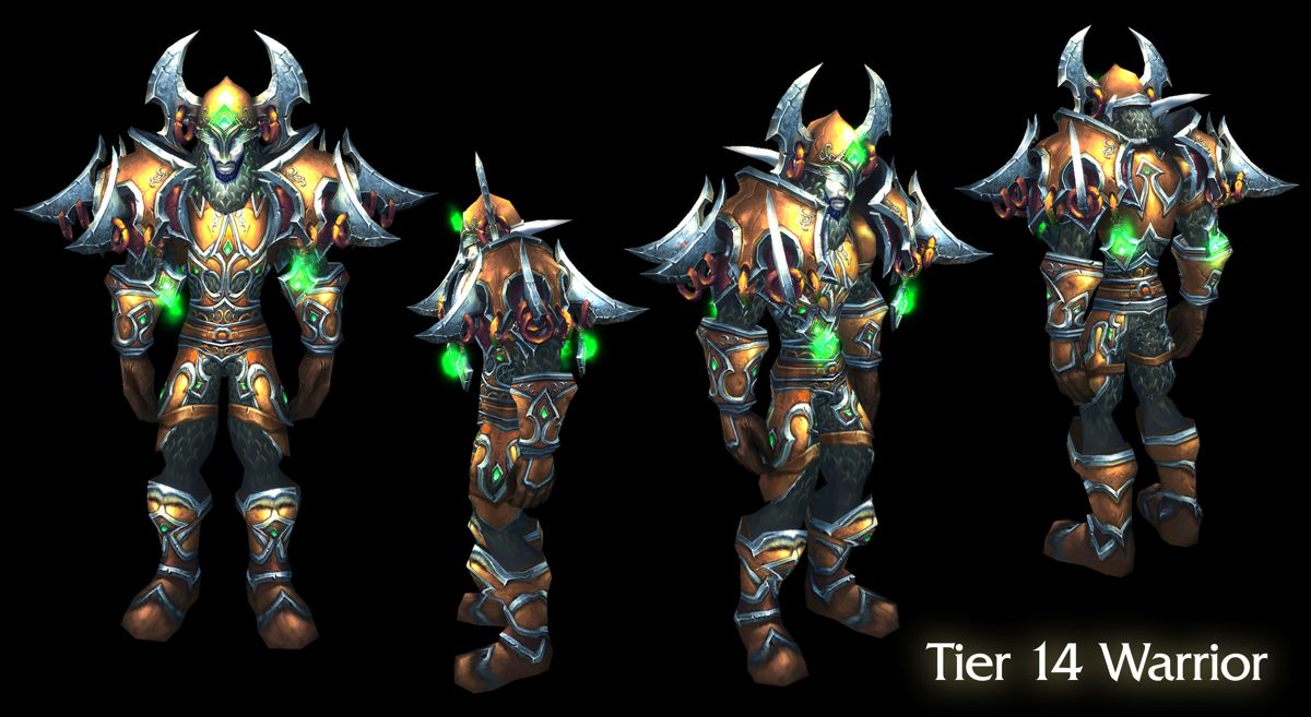 World of WarCraft: Mists of Pandaria Render (Blizzard Press Center website > Mists of Pandaria Press Kit (Renderizations + Logo)): Warrior Tier 14 in: Tier 14 Armor Various Classes