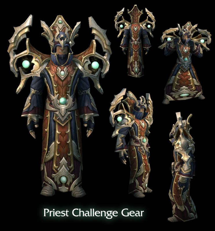 World of WarCraft: Mists of Pandaria Render (Blizzard Press Center website > Mists of Pandaria Press Kit (Renderizations + Logo)): Priest Challenge Mode Armor in: Challenge Mode Armor