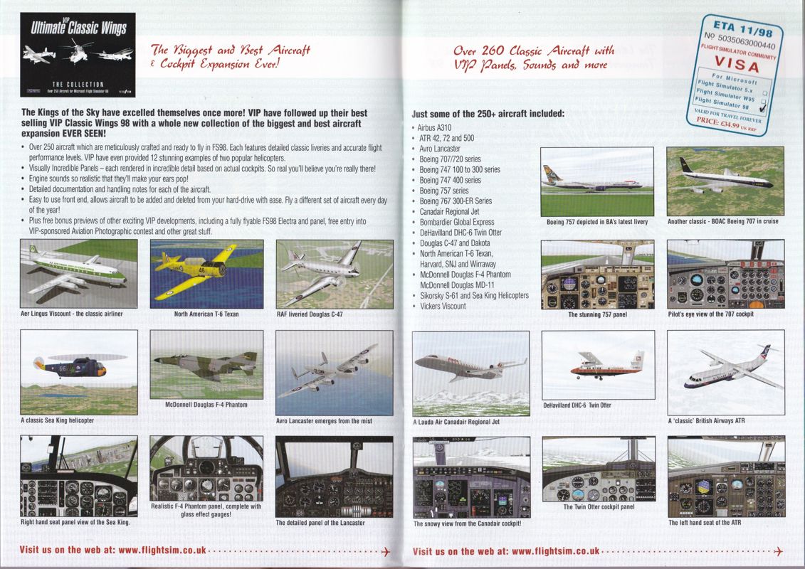 VIP Ultimate Classic Wings: The Collection Catalogue (Catalogue Advertisements): From a catalogue that was supplied with Airliner 98: Airline Pilot (1999)