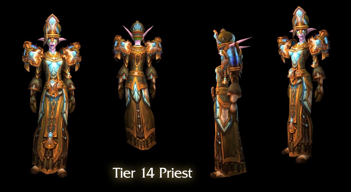 World of WarCraft: Mists of Pandaria Render (Blizzard Press Center website > Mists of Pandaria Press Kit (Renderizations + Logo)): Priest Tier 14 in: Tier 14 Armor Various Classes