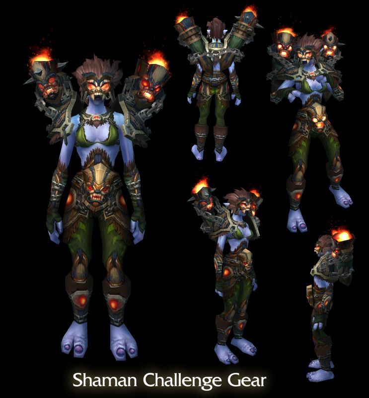World of WarCraft: Mists of Pandaria Render (Blizzard Press Center website > Mists of Pandaria Press Kit (Renderizations + Logo)): Shaman Challenge Mode Armor in: Challenge Mode Armor