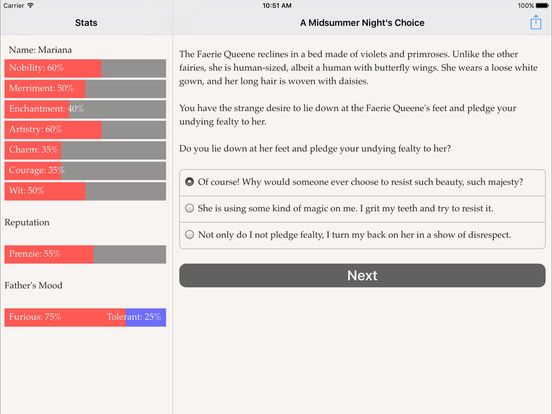 A Midsummer Night's Choice Screenshot (iTunes Store)