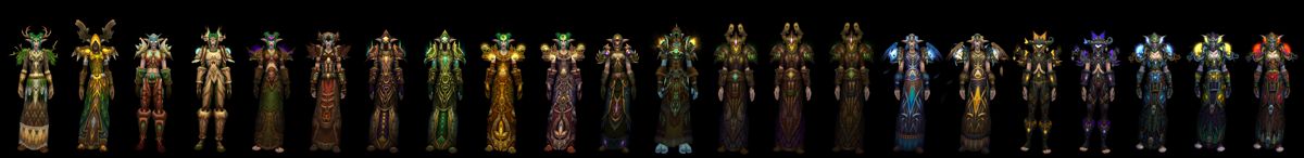 World of WarCraft: Mists of Pandaria Render (Blizzard Press Center website > Mists of Pandaria Press Kit (Renderizations + Logo)): Druid All Tiers of Armor in: All Tiers of Armor