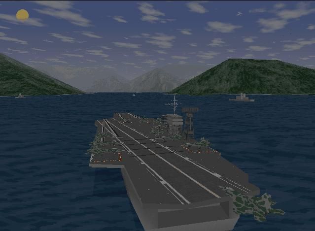 JetFighter III Screenshot (Interplay Productions website, 1996): Terrifying Carrier Landings Screenshot on the main page