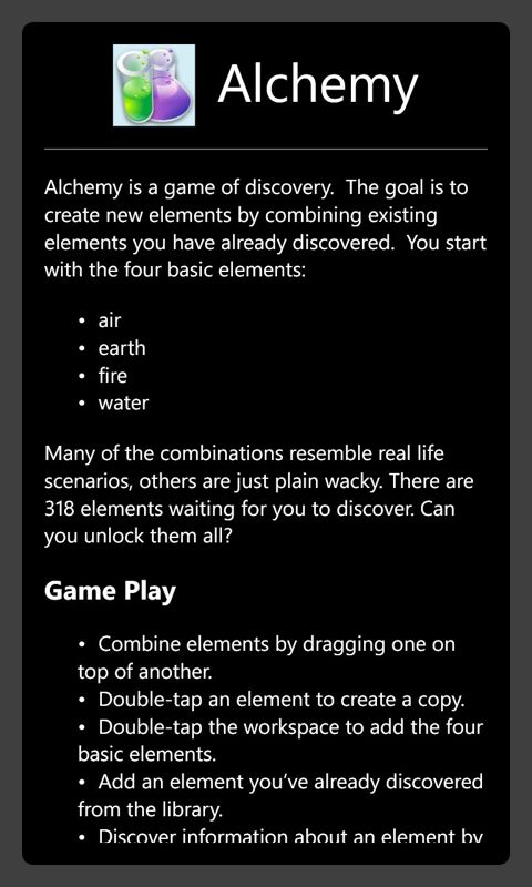 Alchemy Screenshot (Windows Store page)