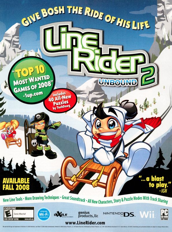 Line Rider 2: Unbound Magazine Advertisement (Magazine Advertisements): GamePro (U.S.) Issue #241 (October 2008)