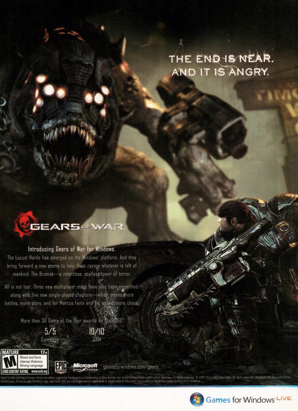 Gears of War Magazine Advertisement (Magazine Advertisements): GamePro (U.S.) Issue #231 (December 2007)