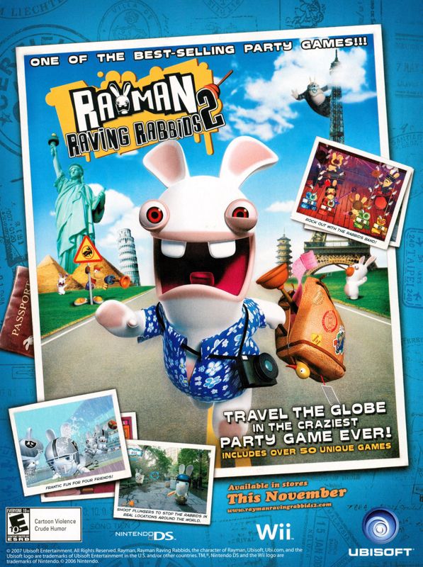 Rayman: Raving Rabbids 2 Magazine Advertisement (Magazine Advertisements): GamePro (U.S.) Issue #231 (December 2007)