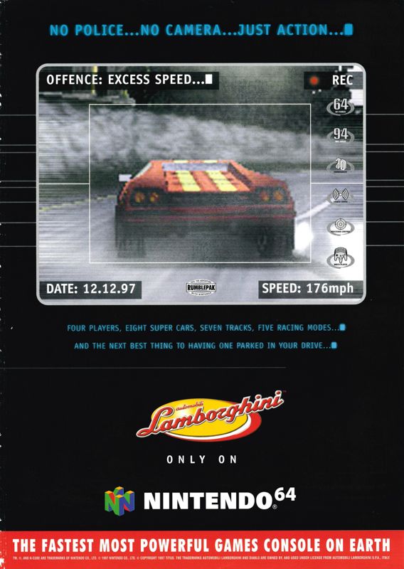 automobili Lamborghini Magazine Advertisement (Magazine Advertisements): 64 Extreme (U.K.) Issue #8 (January 1998)