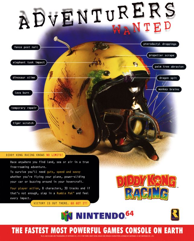 Diddy Kong Racing Magazine Advertisement (Magazine Advertisements): 64 Extreme (U.K.) Issue #8 (January 1998)