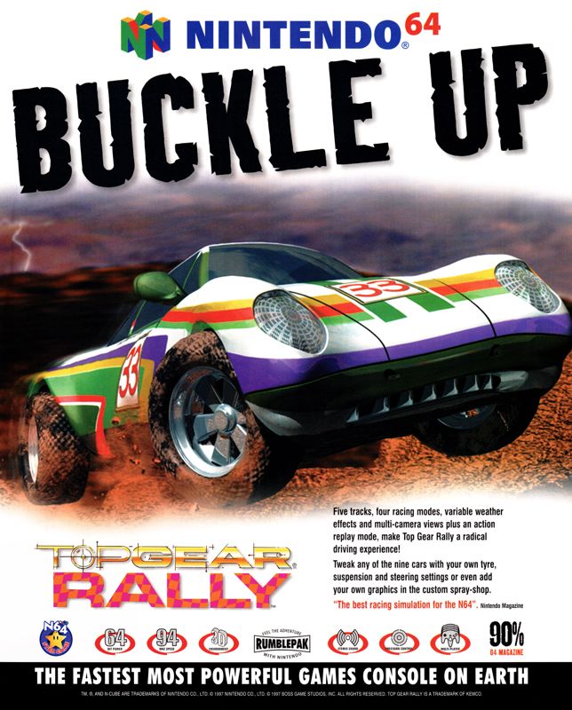 Top Gear Rally Magazine Advertisement (Magazine Advertisements): 64 Extreme (U.K.) Issue #8 (January 1998)