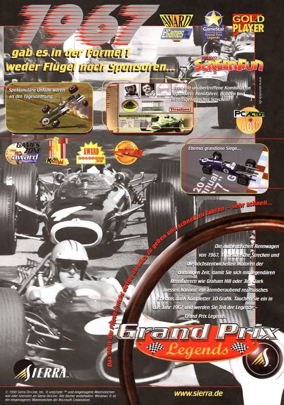 Grand Prix Legends Magazine Advertisement (Magazine Advertisements): Best of Sierra Nr. 9, Germany