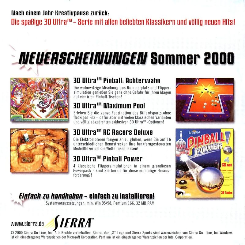 3-D Ultra Pinball: Power! Magazine Advertisement (Magazine Advertisements): Best of Sierra Nr. 19, Germany