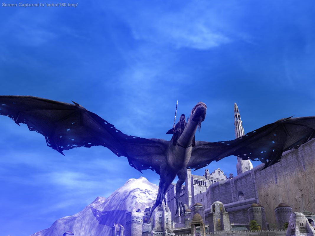 The Lord of the Rings: The Battle for Middle-earth Screenshot (Electronic Arts UK Press Extranet, 2004-05-13 (E3 2004 assets)): Nazgul over Minas Tirith