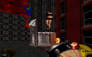 Duke Nukem 3D Screenshot (SCORE Magazine CD, September 1995): The same image was also included with Terminal velocity shareware v1.1 but this version does not have a caption on it.