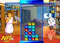 Pokémon Puzzle League Screenshot (Official Game Page - Nintendo.com): Learn the ways of a Puzzle Master! In the Puzzle University, you have to clear all of the blocks using a limited number of moves.