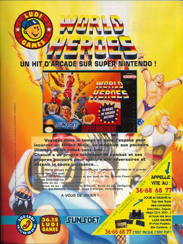 World Heroes Magazine Advertisement (Magazine Advertisements): Joypad (France), Issue 26 (December 1993)