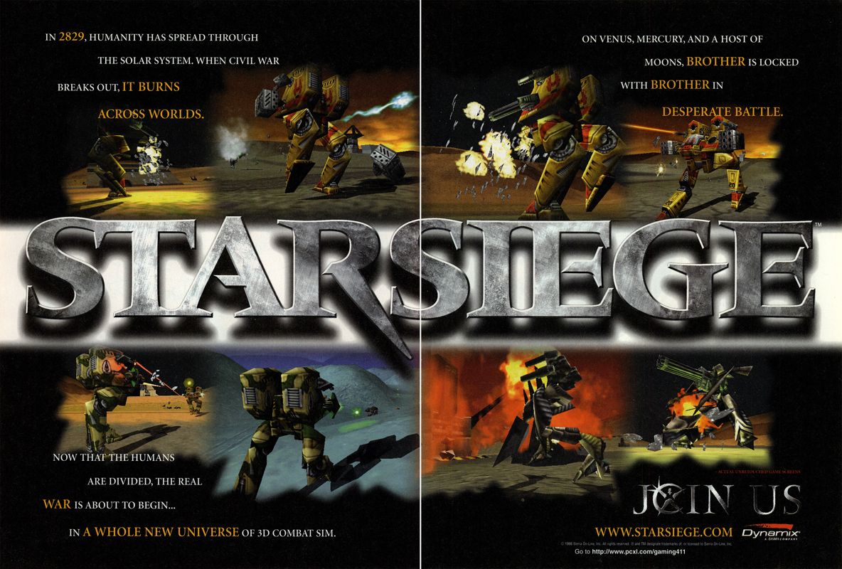 Starsiege Magazine Advertisement (Magazine Advertisements): PC Accelerator (United States), Issue #01 (September 1998)