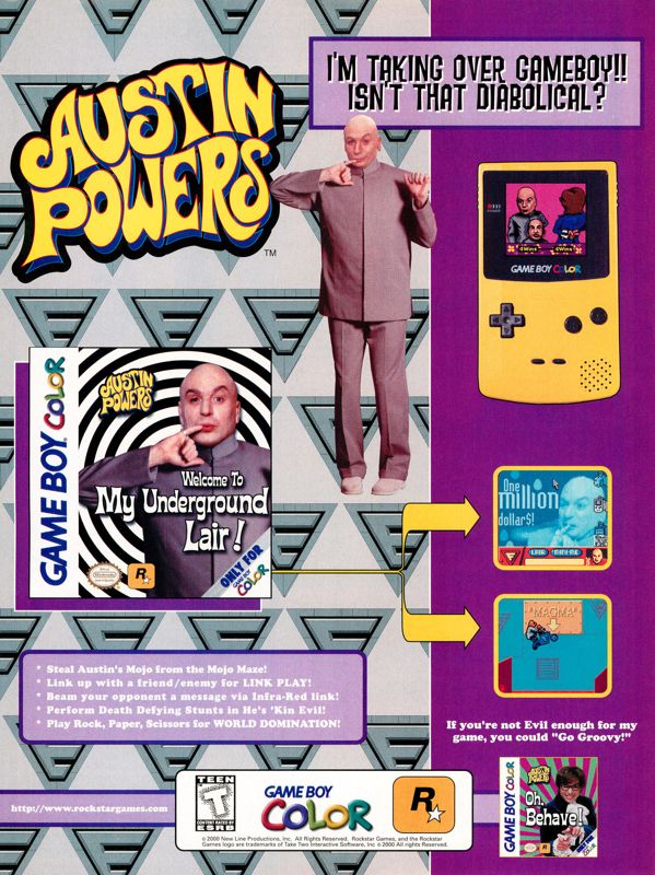 Austin Powers: Welcome to My Underground Lair! Magazine Advertisement (Magazine Advertisements): Nintendo Power #138 (November 2000), page 61