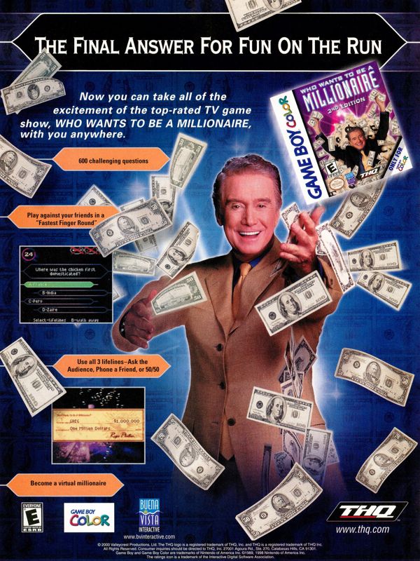 Who Wants to Be a Millionaire: 2nd Edition Magazine Advertisement (Magazine Advertisements): Nintendo Power #138 (November 2000), page 125