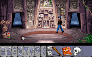 Flight of the Amazon Queen Screenshot (Gee Whiz! Entertainment website, 1998): Joe explores an ancient temple.