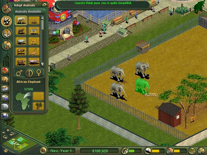 Zoo Tycoon: Complete Collection Screenshot (Zoo Tycoon Press Kit): Adopting an Elephant